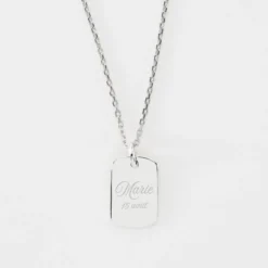 Outlet HappyBulle Pendentif personnalisé médaille gravée argent rectangle 17x11 mm Argent rhodié 925