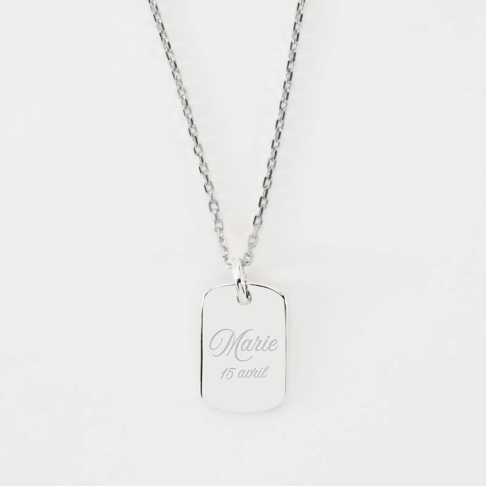 Outlet HappyBulle Pendentif personnalisé médaille gravée argent rectangle 17x11 mm Argent rhodié 925