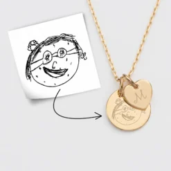 Clearance HappyBulle Pendentif personnalisé médaille gravée plaqué or 15 mm et breloque coeur 10 mm Plaqué or 18k