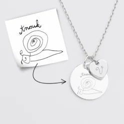 Sale HappyBulle Pendentif personnalisé médaille gravée argent 19 mm et breloque coeur 10 mm Argent rhodié 925