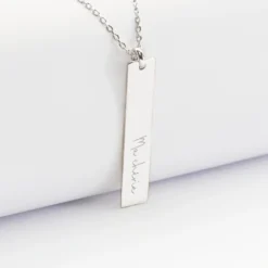 Hot HappyBulle Pendentif personnalisé médaille gravée argent plaque 40x8 mm - édition spéciale "Manuscrit" Argent rhodié 925
