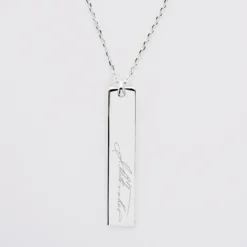 Hot HappyBulle Pendentif personnalisé médaille gravée argent plaque 40x8 mm - édition spéciale "Manuscrit" Argent rhodié 925