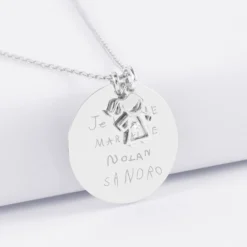 Best HappyBulle Pendentif personnalisé médaille gravée argent 27 mm et breloque petite fille zircon 12 mm Argent rhodié 925