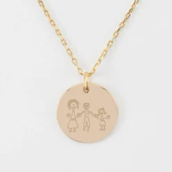 Discount HappyBulle Pendentif personnalisé médaille martelée gravée plaqué or 19 mm Plaqué or 18k
