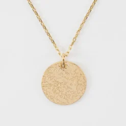 Discount HappyBulle Pendentif personnalisé médaille martelée gravée plaqué or 19 mm Plaqué or 18k