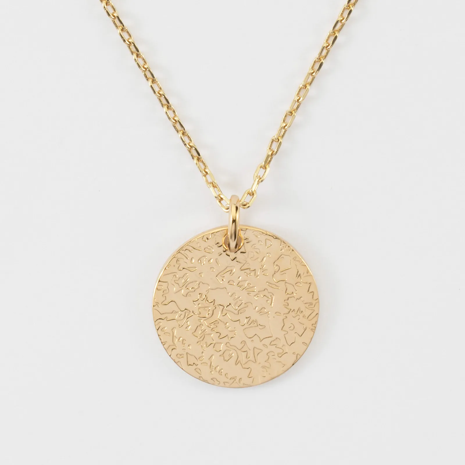 Discount HappyBulle Pendentif personnalisé médaille martelée gravée plaqué or 19 mm Plaqué or 18k