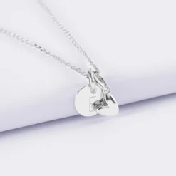 Clearance HappyBulle Pendentif personnalisé médaille gravée argent 10 mm et breloque petit coeur bombé 7 mm - x Atelier Wagram Argent rhodié 925