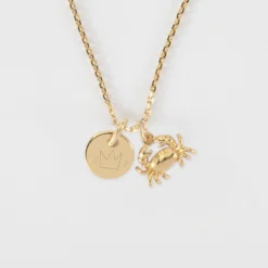 HappyBulle Pendentif personnalisé médaille gravée plaqué or 10 mm et breloque(s) summer - à composer Plaqué or 18k