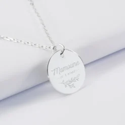 New HappyBulle Pendentif personnalisé médaille gravée argent 19 mm - édition spéciale "Amour floral" Argent rhodié 925