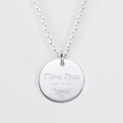 New HappyBulle Pendentif personnalisé médaille gravée argent 19 mm - édition spéciale "Amour floral" Argent rhodié 925