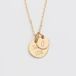 Sale HappyBulle Pendentif personnalisé médaille gravée plaqué or 15 mm et breloque ronde 10 mm Plaqué or 18k