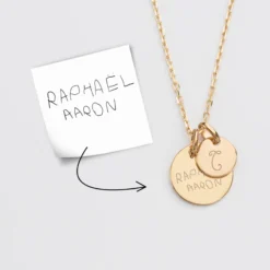 Sale HappyBulle Pendentif personnalisé médaille gravée plaqué or 15 mm et breloque ronde 10 mm Plaqué or 18k