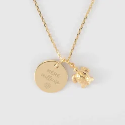 Hot HappyBulle Pendentif personnalisé médaille gravée plaqué or 15 mm et breloque tortue 10 mm