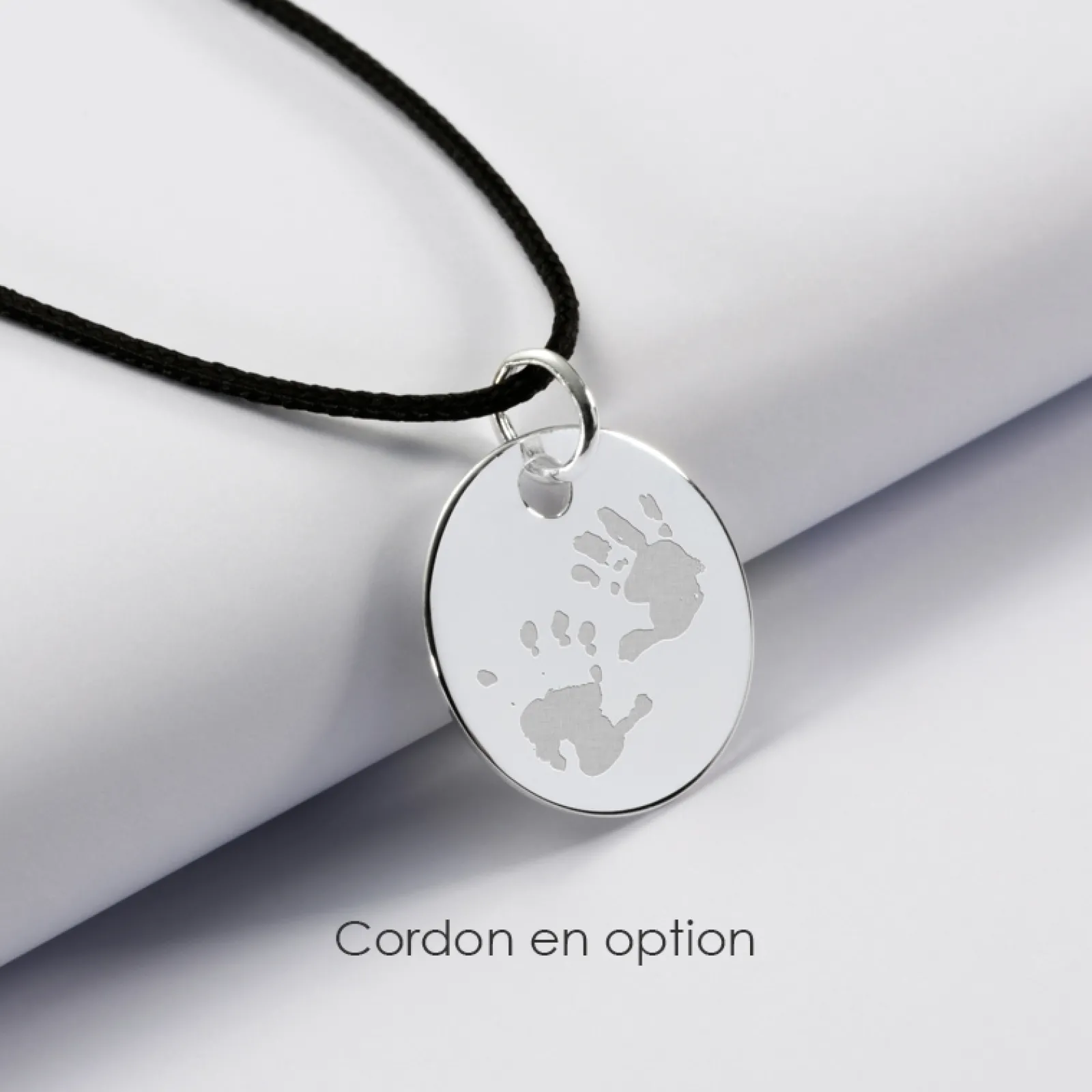 HappyBulle Pendentif personnalisé médaille gravée argent 15 mm et breloque coeur 10 mm Argent rhodié 925