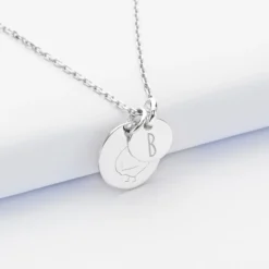 Hot HappyBulle Pendentif personnalisé médaille gravée argent 15 mm et breloque ronde 10 mm Argent rhodié 925