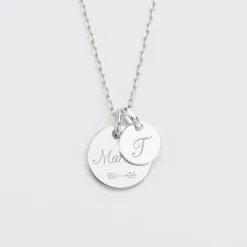 Hot HappyBulle Pendentif personnalisé médaille gravée argent 15 mm et breloque ronde 10 mm Argent rhodié 925