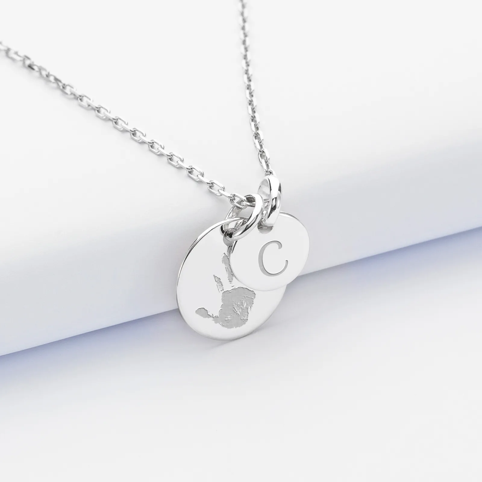 Hot HappyBulle Pendentif personnalisé médaille gravée argent 15 mm et breloque ronde 10 mm Argent rhodié 925