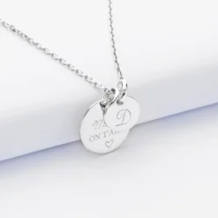 Hot HappyBulle Pendentif personnalisé médaille gravée argent 15 mm et breloque ronde 10 mm Argent rhodié 925