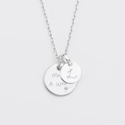 Hot HappyBulle Pendentif personnalisé médaille gravée argent 15 mm et breloque ronde 10 mm Argent rhodié 925