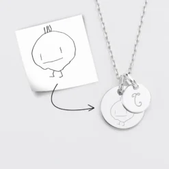 Hot HappyBulle Pendentif personnalisé médaille gravée argent 15 mm et breloque ronde 10 mm Argent rhodié 925