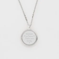 HappyBulle Pendentif personnalisé médaille réversible Eternelle gravée argent 18 mm Argent rhodié 925