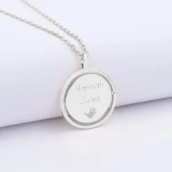 HappyBulle Pendentif personnalisé médaille réversible Eternelle gravée argent 18 mm Argent rhodié 925