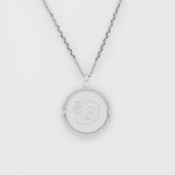 HappyBulle Pendentif personnalisé médaille réversible contour tressé Eternelle gravée argent 18 mm - x Capucine Argent rhodié 925