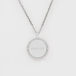 HappyBulle Pendentif personnalisé médaille réversible contour tressé Eternelle gravée argent 18 mm - x Capucine Argent rhodié 925