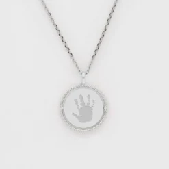 HappyBulle Pendentif personnalisé médaille réversible contour tressé Eternelle gravée argent 18 mm - x Capucine Argent rhodié 925