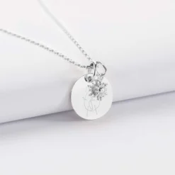 Clearance HappyBulle Pendentif personnalisé médaille gravée argent 15 mm et breloque étoile brillante 6 mm Argent rhodié 925