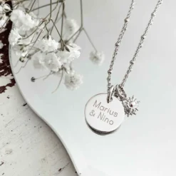 Clearance HappyBulle Pendentif personnalisé médaille gravée argent 15 mm et breloque étoile brillante 6 mm Argent rhodié 925