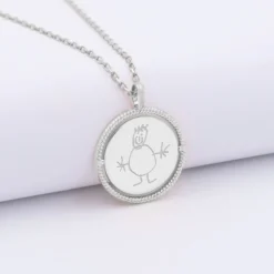 Discount HappyBulle Pendentif personnalisé médaille réversible contour tressé Eternelle gravée argent 18 mm Argent rhodié 925