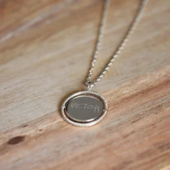 Discount HappyBulle Pendentif personnalisé médaille réversible contour tressé Eternelle gravée argent 18 mm Argent rhodié 925