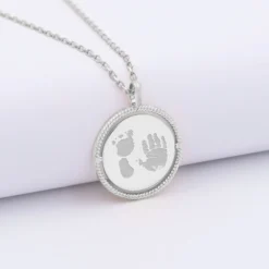 Discount HappyBulle Pendentif personnalisé médaille réversible contour tressé Eternelle gravée argent 18 mm Argent rhodié 925
