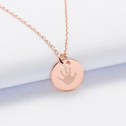 HappyBulle Pendentif personnalisé médaille gravée plaqué or rose 15 mm Plaqué or rose 18k