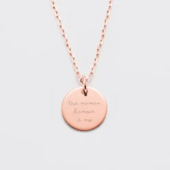 HappyBulle Pendentif personnalisé médaille gravée plaqué or rose 15 mm Plaqué or rose 18k