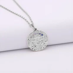 Discount HappyBulle Pendentif personnalisé médaille Lune zircons crépuscule gravée argent 16 mm Argent rhodié 925