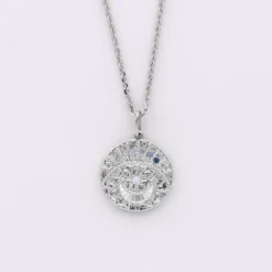 Discount HappyBulle Pendentif personnalisé médaille Lune zircons crépuscule gravée argent 16 mm Argent rhodié 925