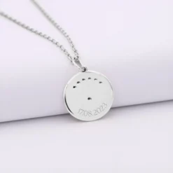 Discount HappyBulle Pendentif personnalisé médaille Lune zircons crépuscule gravée argent 16 mm Argent rhodié 925