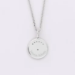 Discount HappyBulle Pendentif personnalisé médaille Lune zircons crépuscule gravée argent 16 mm Argent rhodié 925