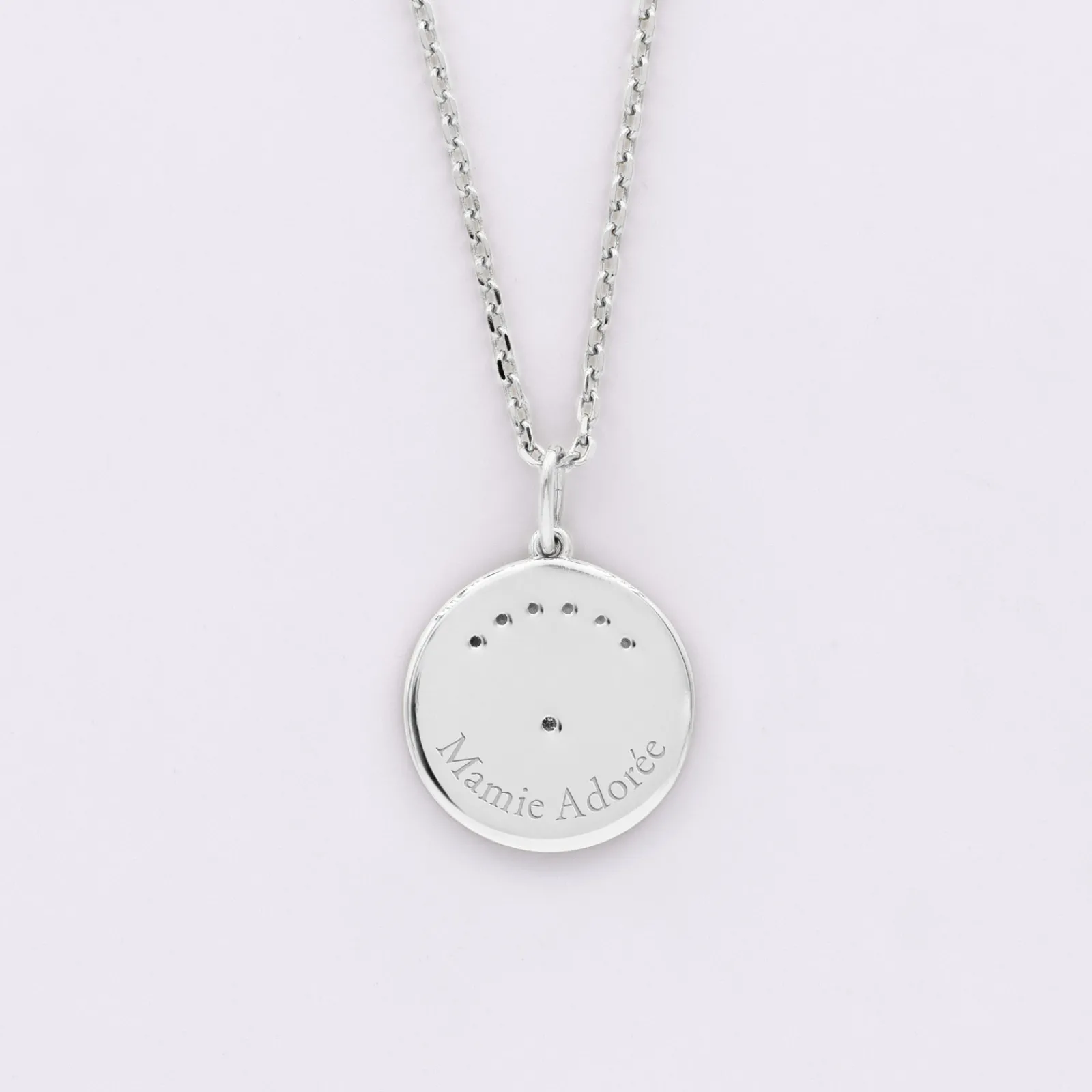 Discount HappyBulle Pendentif personnalisé médaille Lune zircons crépuscule gravée argent 16 mm Argent rhodié 925