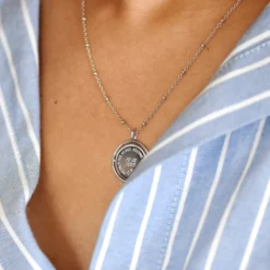 Clearance HappyBulle Pendentif personnalisé médaille réversible Eternelle gravée argent 18 mm - x Capucine Argent rhodié 925