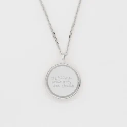 Clearance HappyBulle Pendentif personnalisé médaille réversible Eternelle gravée argent 18 mm - x Capucine Argent rhodié 925