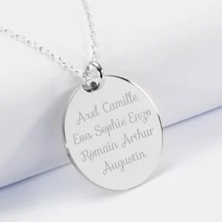Outlet HappyBulle Pendentif personnalisé médaille gravée argent 27 mm - Edition spéciale Mamie Argent rhodié 925