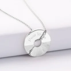 Outlet HappyBulle Pendentif personnalisé médaille gravée argent cible soleil 20mm Argent rhodié 925