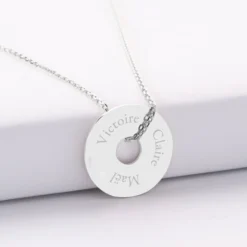 Outlet HappyBulle Pendentif personnalisé médaille gravée argent cible soleil 20mm Argent rhodié 925