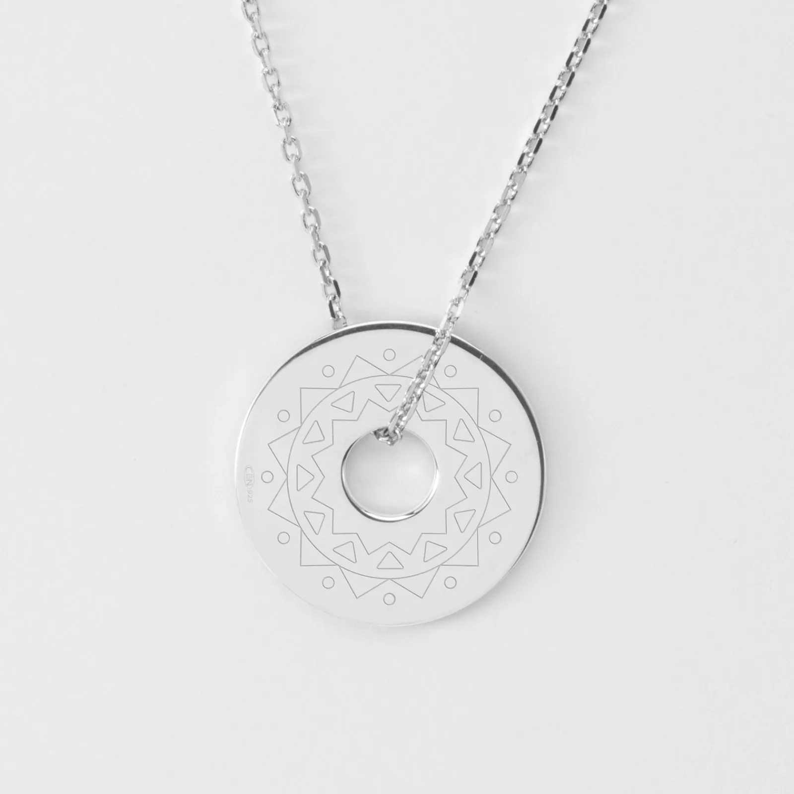Outlet HappyBulle Pendentif personnalisé médaille gravée argent cible soleil 20mm Argent rhodié 925