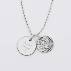 Clearance HappyBulle Pendentif personnalisé médaille gravée argent 15 mm et breloque Lune trio zircons 14 mm Argent rhodié 925