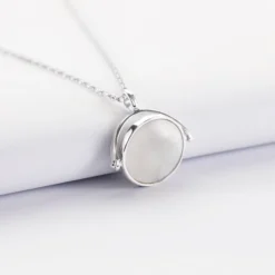 Sale HappyBulle Pendentif personnalisé médaille gravée nacre réversible argent 15 mm Argent rhodié 925