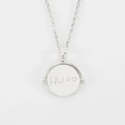 Sale HappyBulle Pendentif personnalisé médaille gravée nacre réversible argent 15 mm Argent rhodié 925